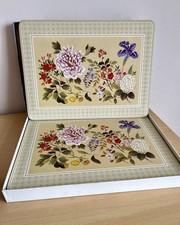 Pimpernel 6 Floral Trellis Place Mats Cork Backed In Box England Vintage 12 x 9”