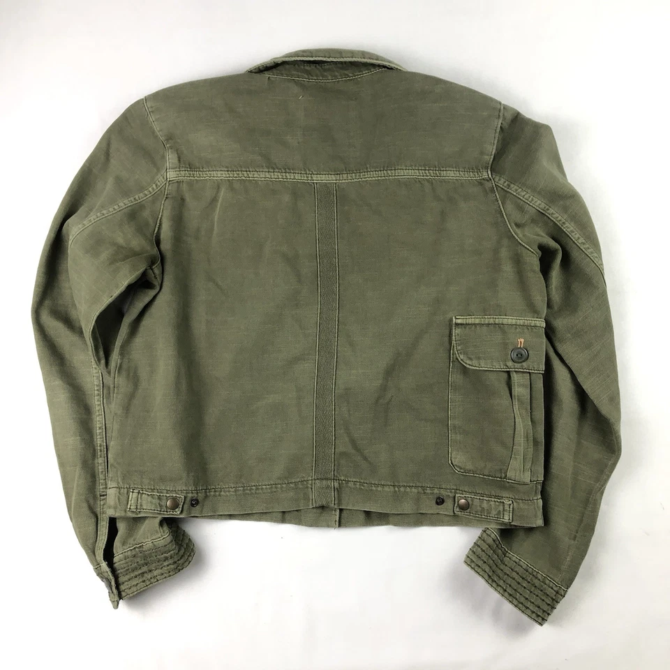 Chaqueta corta militar Anthropologie Maisie para mujer mediana verde mezcla de lino Foto 3 de 3