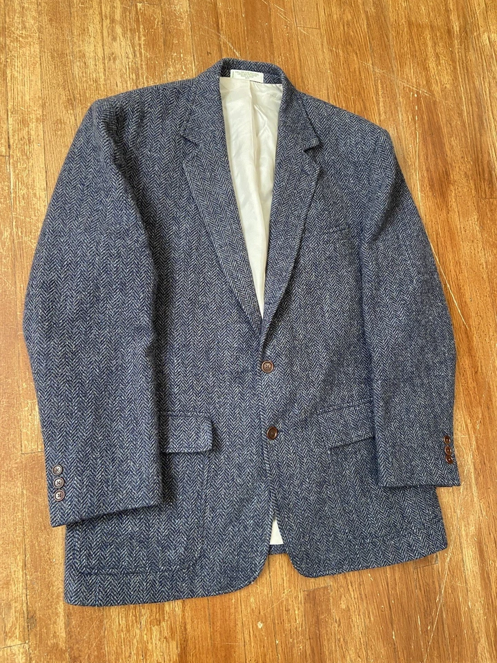 Abrigo deportivo de lana verde espiga para hombre Orvis Highland Tweed Collection 44R Foto 2 de 4