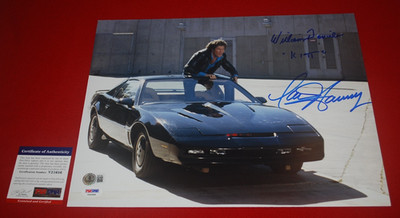 DAVID HASSELHOFF WILLIAM DANIELS SIGNED 11X14 PHOTO KNIGHT BECKETT PSA/DNA