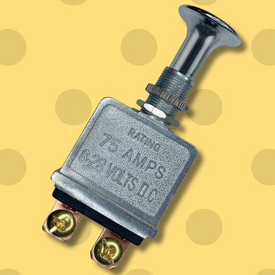 75 Amp Heavy Duty Push / Pull Switch - On / Off SPST - 6 thru 28 Volts DC