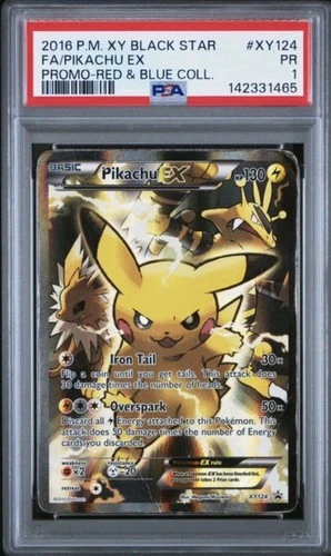 2016 POKEMON XY BLACK STAR PROMO #XY124 FA/PIKACHU EX PSA 1