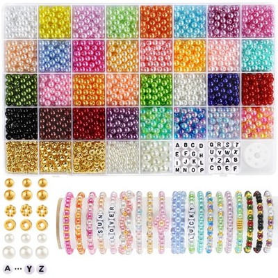 2085pcs Pearl Bead Kit 32 Colors Round Beads for Bracelets Necklace DIY Earrings