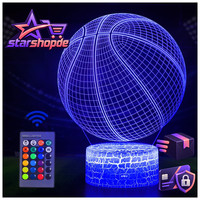 3D Nachtlicht Basketball LED Illusion Lampe Mit Touch & Fernbedienung 16 Farben