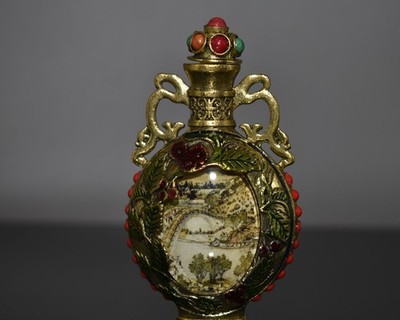 3.6 Handmade Painted Bottle Inlaid Gem Decor With Natural Crystal 1pcs119g