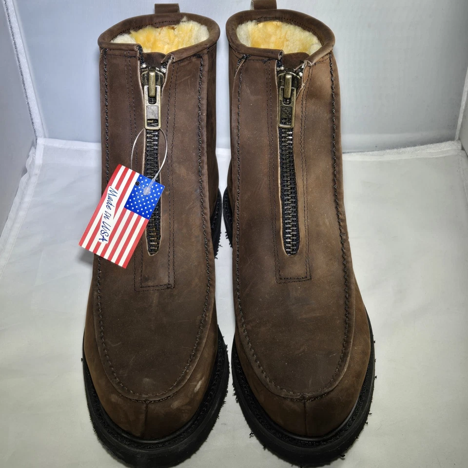 Orvis 皮革羊毛衬里靴子美国制造男式 9 D 拉链复古全新带标签 — 第 4/4 张图片