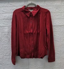 New Boden Picot Trim Jersey Shirt Crimson Red Size 10