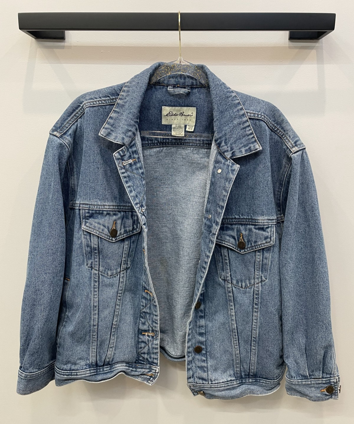 Eddie Bauer Denim Jacket Women M Blue Jean Button Front Cotton Casual Classic
