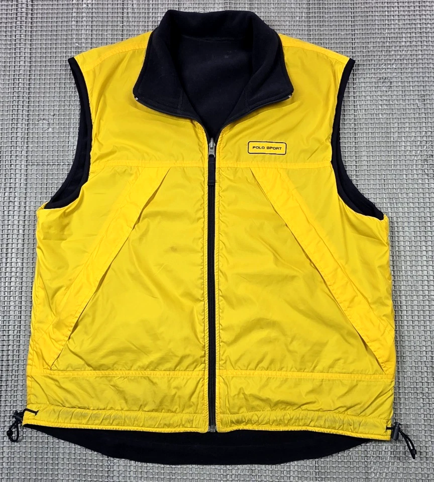 Chaleco Deportivo Polo Ralph Lauren De Colección L Amarillo Azul Reversible Polartec Fleece Cremallera Completa Foto 2 de 4