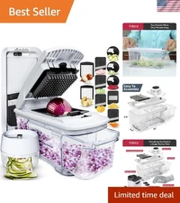 All-in-One Vegetable Chopper, Mandoline Slicer & Bonus Spiralizer - Black/White