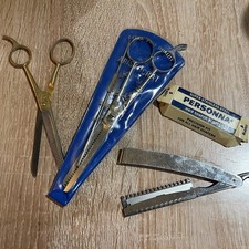 Lot of 3 Vintage Hair Shears - 2 Thinning Shears  1 Styling Razor
