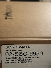 SonicWall TZ370W Secure Upgrade Plus 3 YR Essential Edition 02-SSC-6833 Sealed