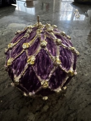 Vintage Italian Leadless Wick Candle Made In Italy Purple And Gold