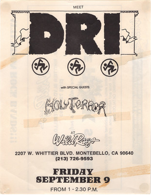 original Death Thrash Concert FLYER 1988 D.R.I. HOLY TERROR