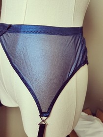 NWT Maison Close Luxury Lingerie Blue Angel Mesh Garter belt XL/10