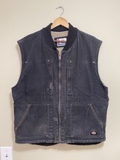 Dickies Sherpa Lined Canvas Vest Men s Large Black Thrashed