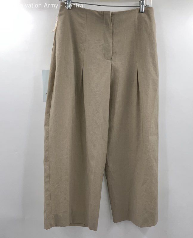 K. Becker Womens Beige Pleated Front Wide-Leg Trouser Pants Size 4-6P