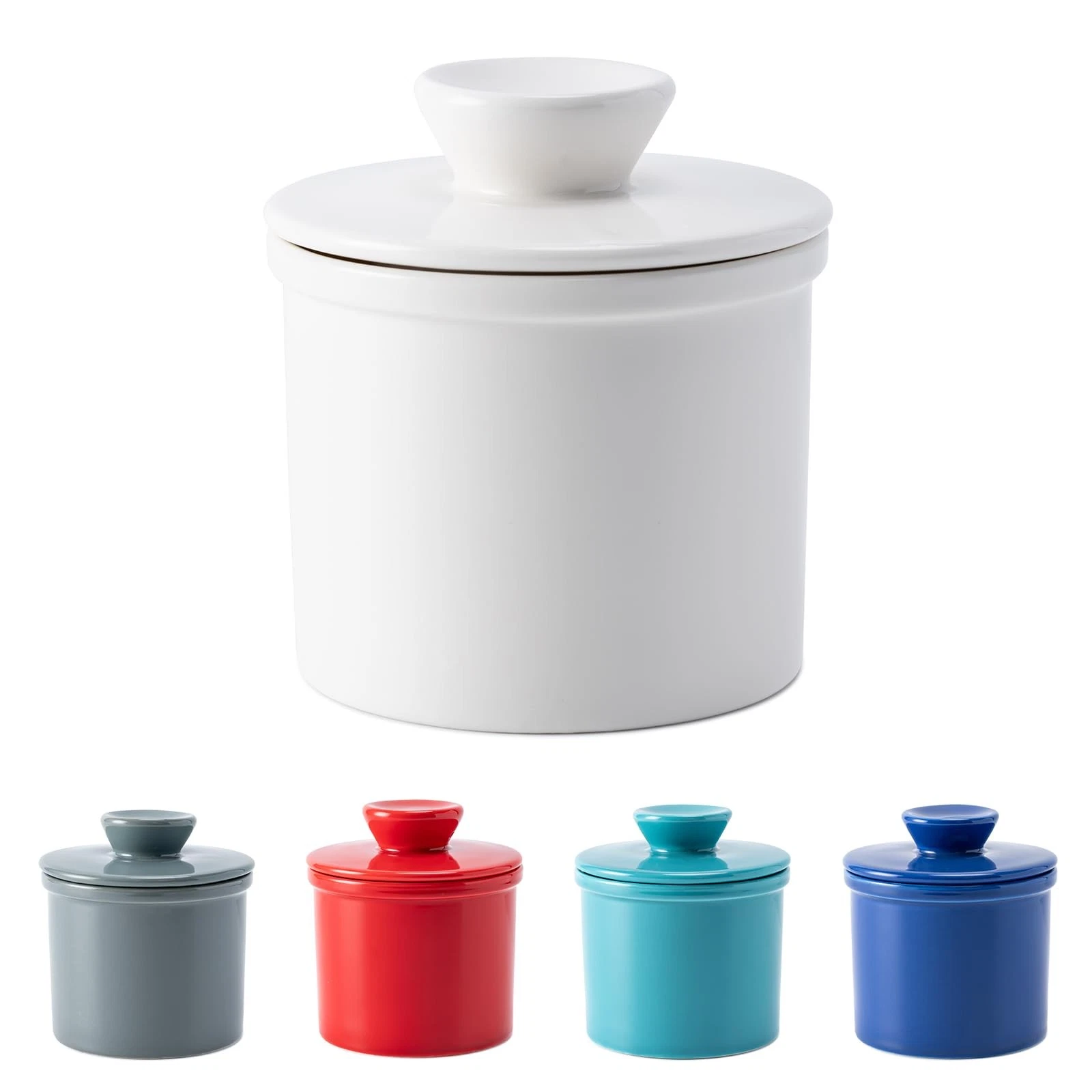 Butter Crock with Water Line for Countertop, French Butter Dish with Lid, Cer...