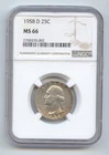 1958-D Washington Quarter, NGC MS-66