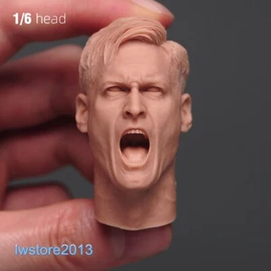 1:6 Machine Gunner Soldier Head Sculpt Carved For 12" Male Action Figure Body