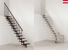 Indoor Space-Saving Straight Winder Staircase Central Stringer Beech 12-Step Kit