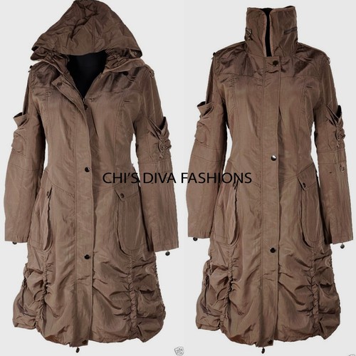 LAGENLOOK QUIRKY GOTHIC PUNK Hooded Fleece Lined Long Coat Jacket Sizes UK 14-24