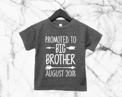 ADORED SOUL Promoted To Big Brother Custom Date T-Shirt Kleinkind Baby Ankündigung EM239