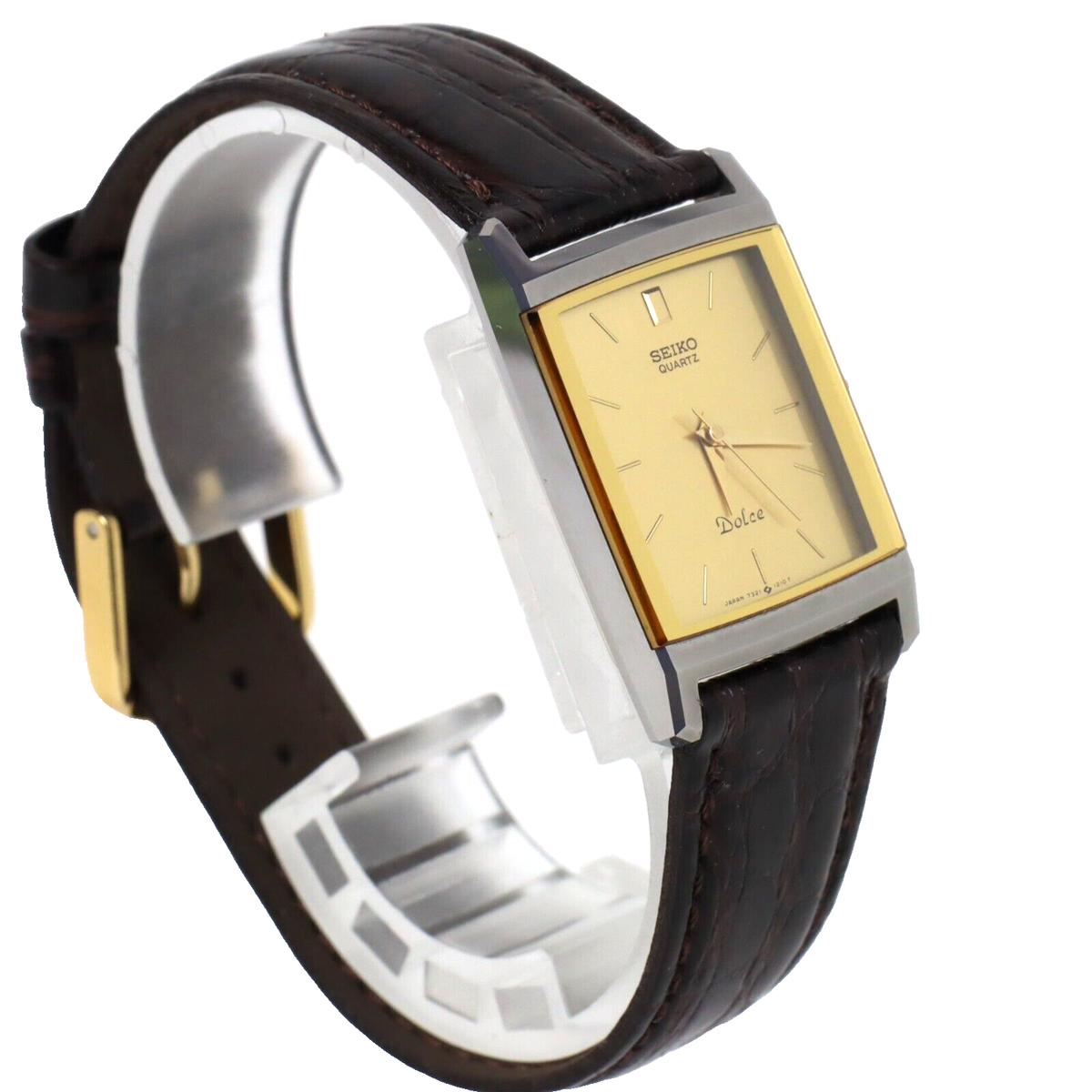 SEIKO Dolce 7321-5730 Men's Quartz Watch Tank-Style Tungsten Gold