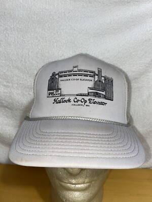 Vintage Hallock Minnesota Co-Op Elevator Farm Snapback Trucker Hat Baseball Cap