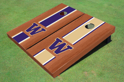 University Of Washington ''W'' Rosewood Alternating Long Stripe Cornhole Boards