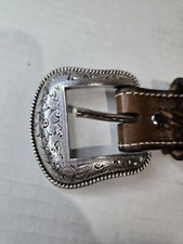 Women's Nocona Belt Brown Leather-Studs-Raw Hide-Concho-Western N2442148,