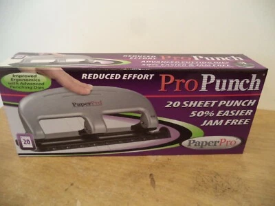 PaperPro inPRESS Reduced Effort 20 Sheet Three-Hole Punch, Silver, Black