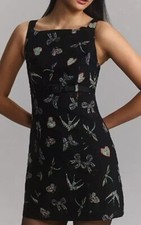 ANTHROPOLOGIE Sleeveless Boat-Neck Mini Dress in Black Sz 8 NWTs