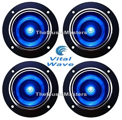 VITAL WAVE TECHNOLOGY 4 Pack 4 inch Blue LED Super Bullet Horn TWEETER Speakers Car Audio Home Stereo