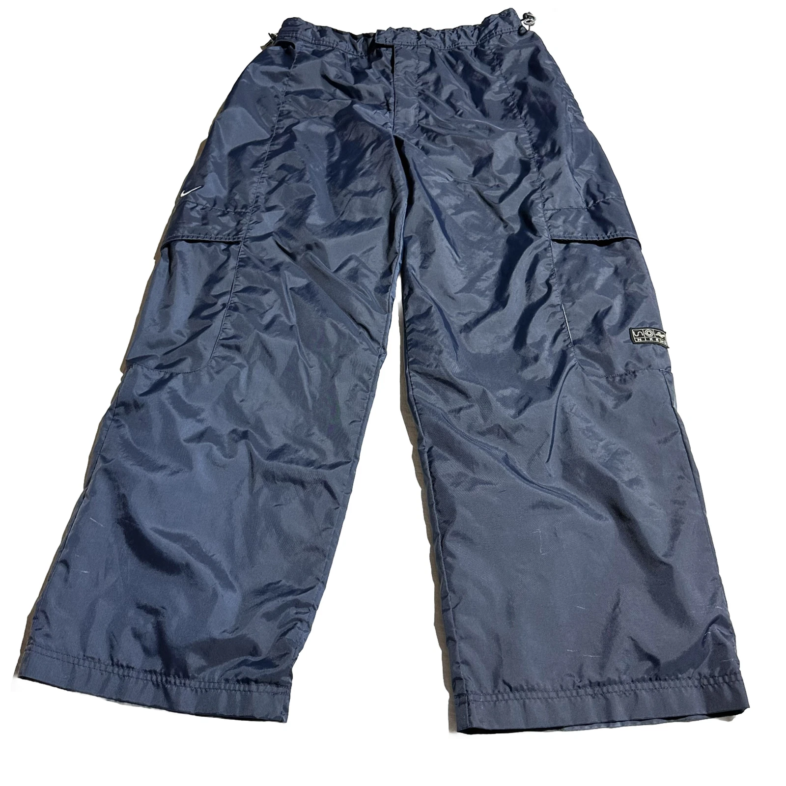 Vintage Nike Cargo Lined Extra Wide Track Pants Navy Blue Mens Size L Large