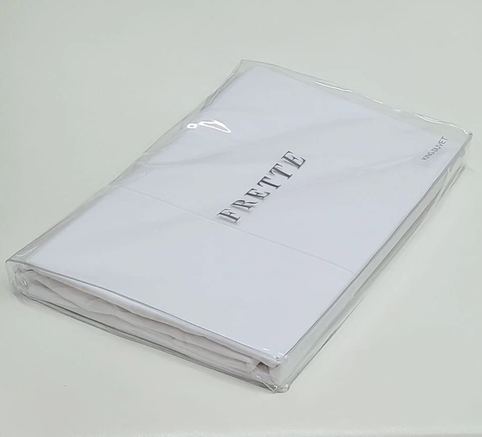 Frette One Bourdon King Duvet Cover White/White 100% Crisp Cotton Percale - Image 4 of 4