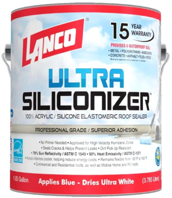 Lanco Ultra Siliconizer 100% Acrylic Silicone Elastomeric Roof Sealer - 1 Gallon
