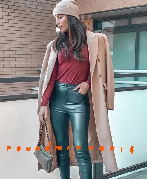 Women's Green Leather & Faux Leather Pants & Leggings