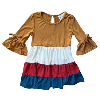NEW Rare Editions Colorblock Dress Fall Colors Rayon Spandex Girl's Size 2T