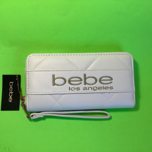 New BEBE Los Angeles Women’s Wallet White w/Gold - Picture 1 of 12