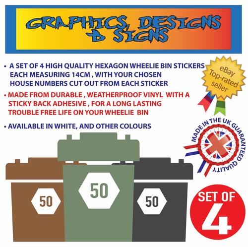 x4 WHEELIE BIN NUMBERS CUSTOM HOUSE AND ROAD STREET NAME STICKERS A6 - BN-28B - Picture 2 of 6