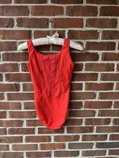 Women  s Dance Leotard Adult Medium Orange Mesh Mirella New