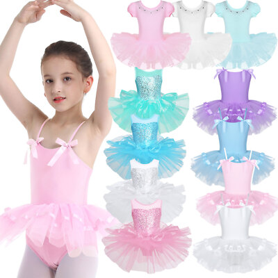 dPois Kinder ädchen Pailletten Tanzkleid Tanzkostü Ballettanzug