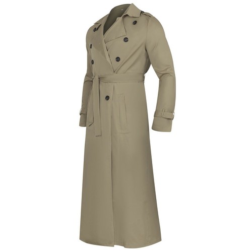 Trench coat uomo lungo cappotto invernale slim fit lungo business trench coat giacca us - Foto 8 di 20