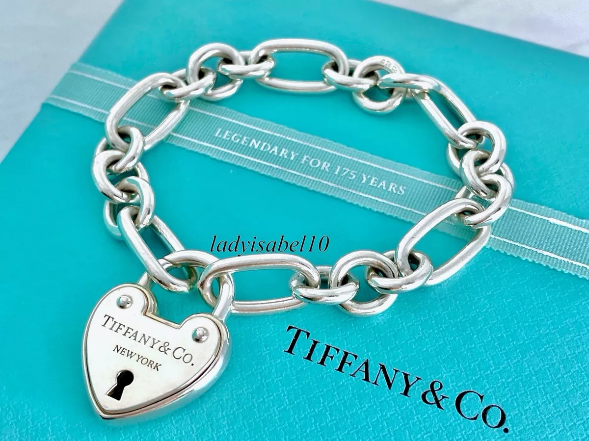 Tiffany & Co. Sterling Silver Blue Enamel Small Heart Lock 