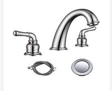 RFK Two Handle Widespread Bathroom Sink, Chrome Polish, New