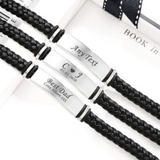 Personalised Leather Bracelet for Men Dad Husband Boyfriend Birthday Fathers Day