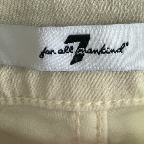 7 For All Mankind Bootcut Tailorless Jeans 32 Stretch Coated Cream White Neutral - Imagen 3 de 9