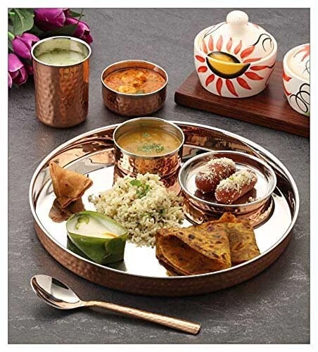 Coppersteel Dinner set Stainless Steel Copper Indian Traditional Dinner Set - Image 2 of 4