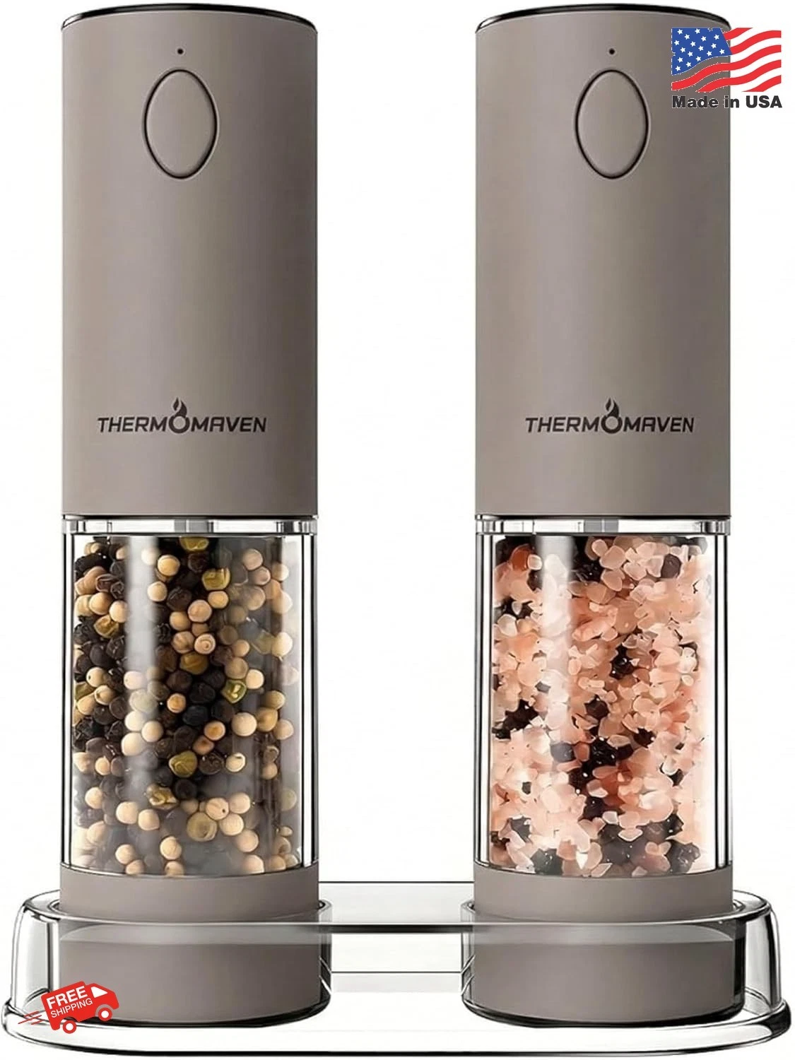 ThermoMaven Electric Salt Pepper Grinder Set 110ml Rechargeable Auto